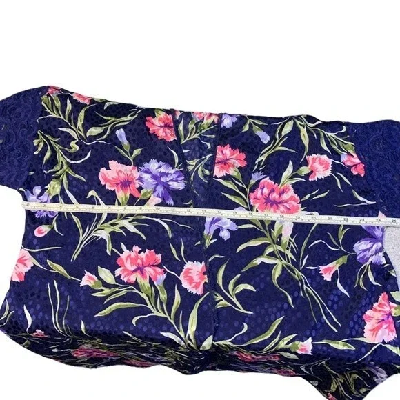 Vintage Lucie Ann II Floral Lacey Lingerie Robe Kimono Made in USA Size Medium - Picture 12 of 14